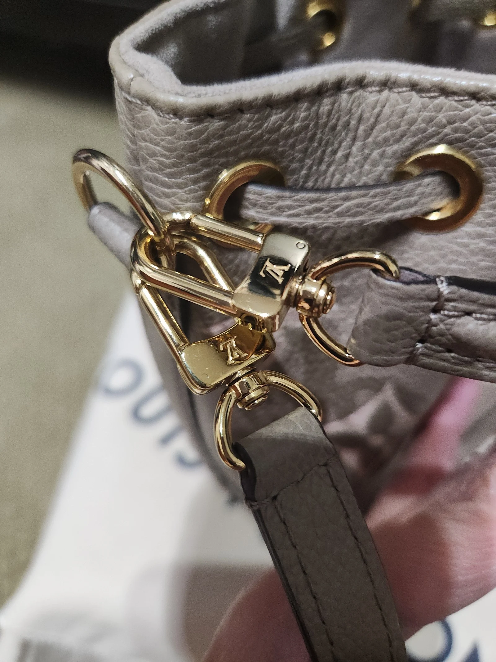 Authentic Louis Vuitton Nano Noe in Bicolore Monogram Empriente Leather