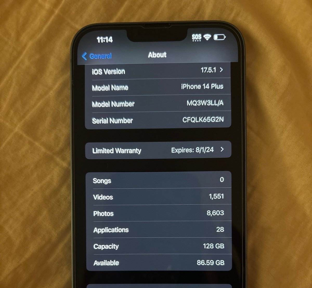 Like New iPhone 14 Plus Unlocked 6U59