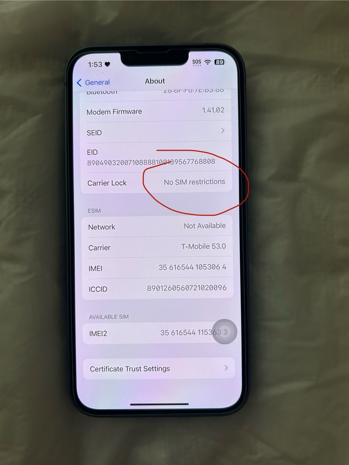 Apple iPhone 14 128 GB in Blue 7Q75