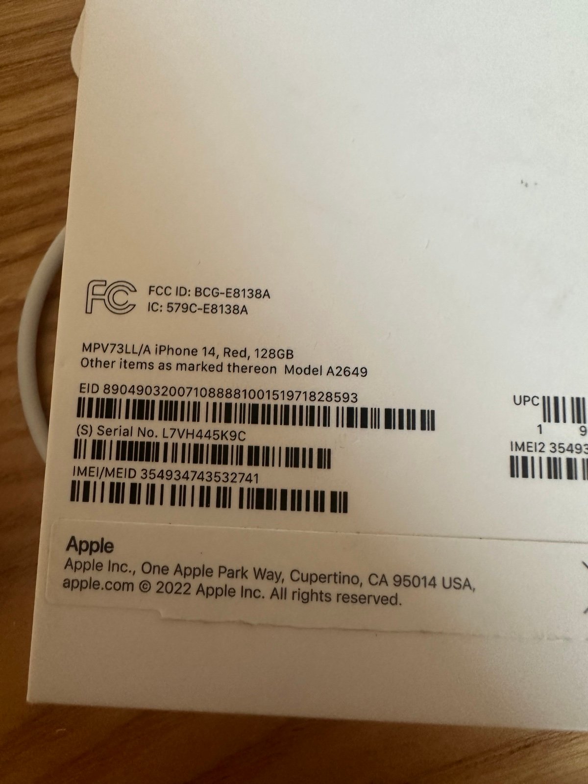 iPhone 14 Red 128gb (Verizon) 8U17