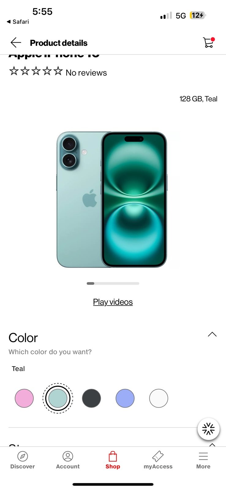 Teal IPhone 16 Plus 512 6P82