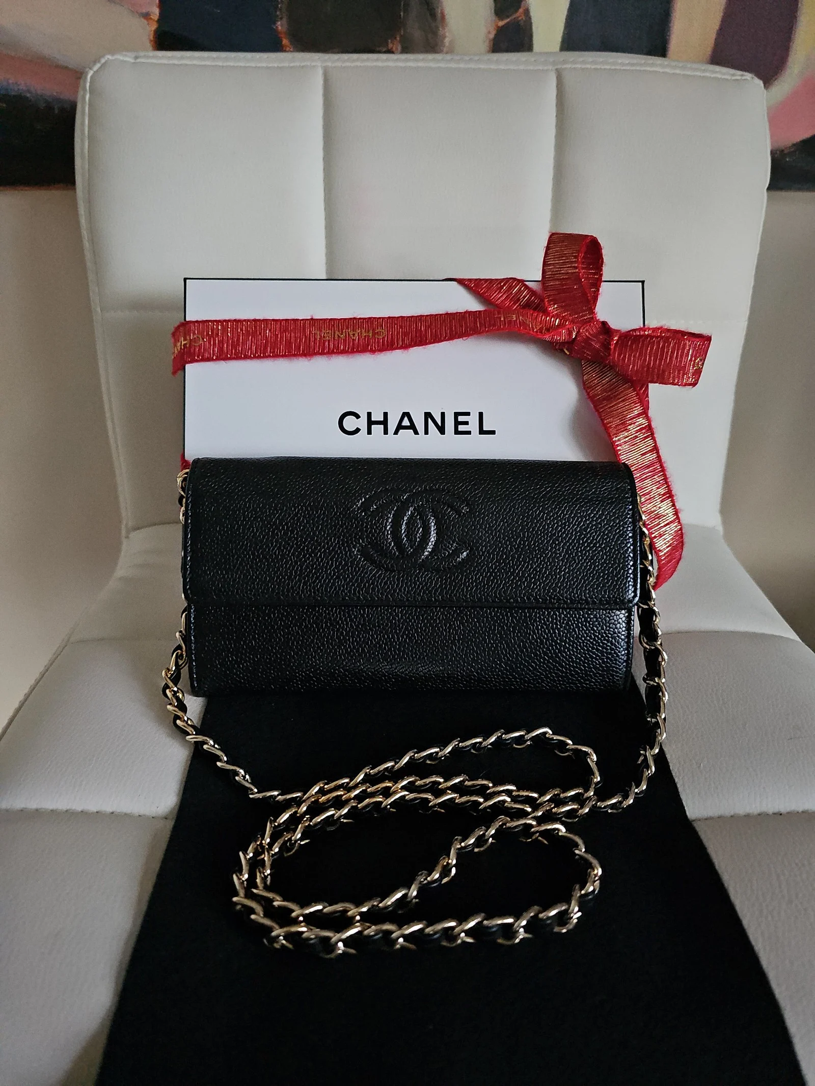CHANEL Black Leather CC Long Wallet