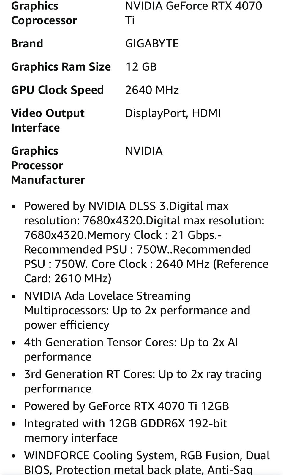 GIGABYTE GeForce RTX 4070 Ti Gaming OC 12G Graphics Card GV-N407TGAMING OC-12GD