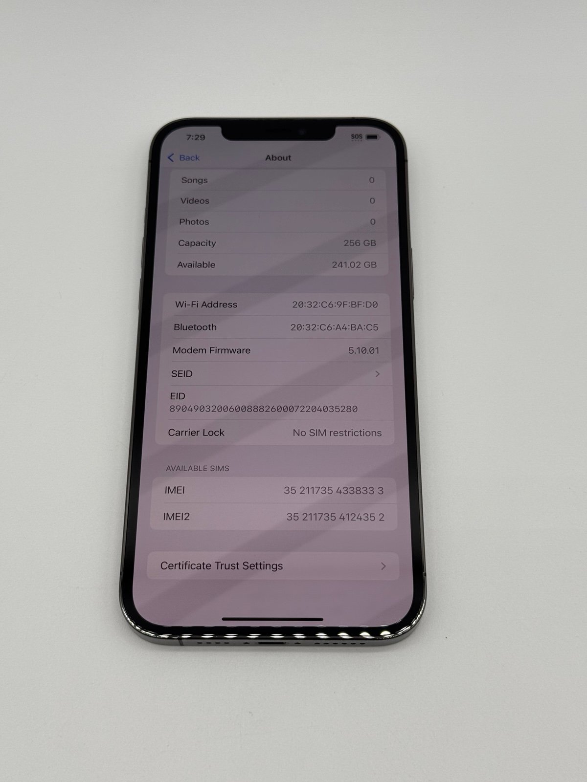 iPhone 12 Pro Max Graphite 256GB -Carrier Unlocked- Clean IMEI Fast Shipping! 6D68