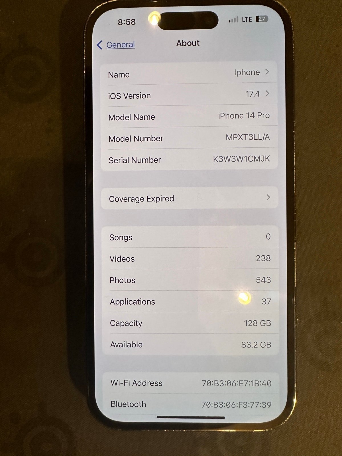 Apple iPhone 14 Pro 128 GB in Space Black for Unlocked 9P61