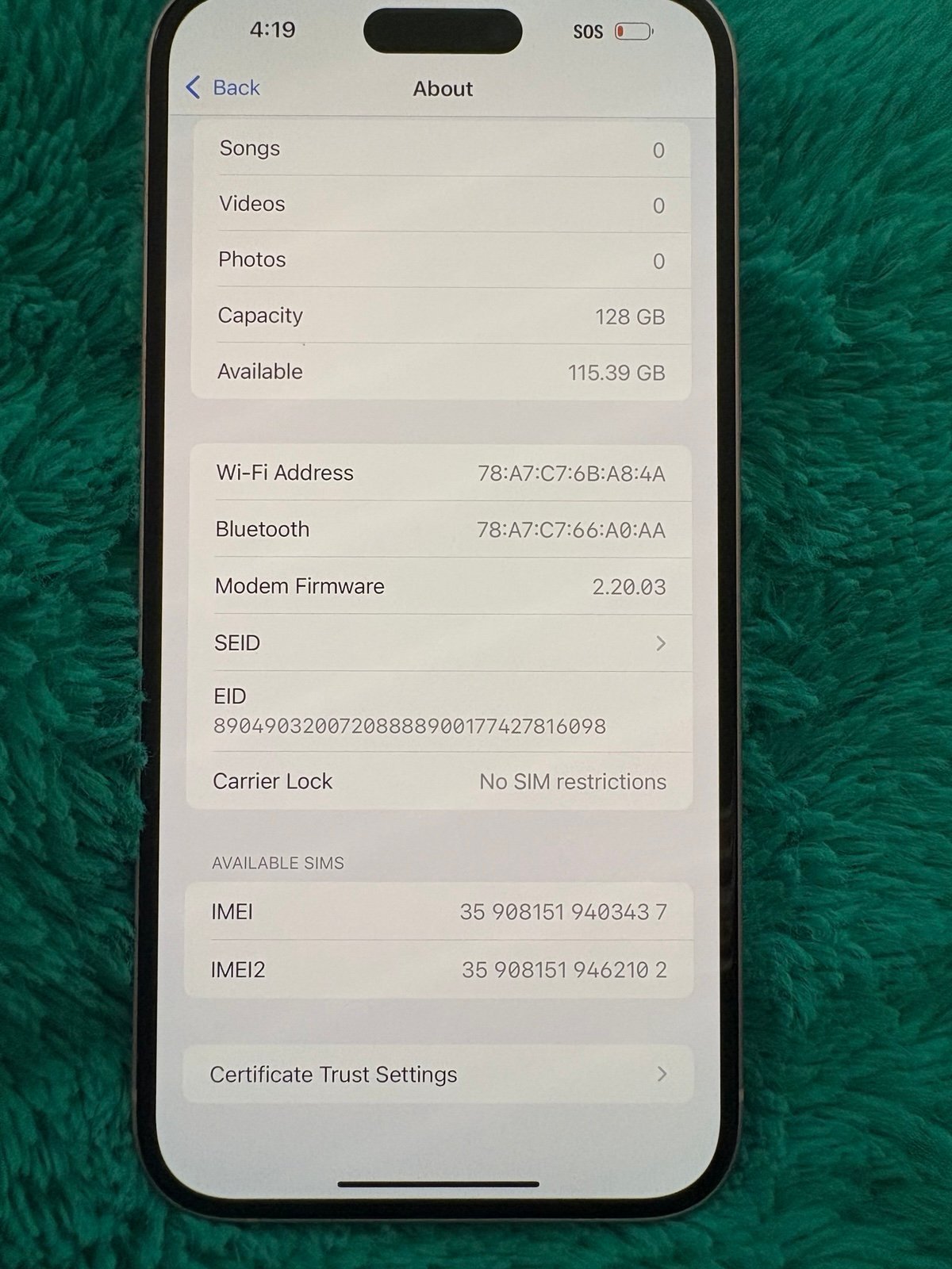 iPhone 15 plus 128gb FACTORY UNLOCKED TO ANY CARRIER 6V81
