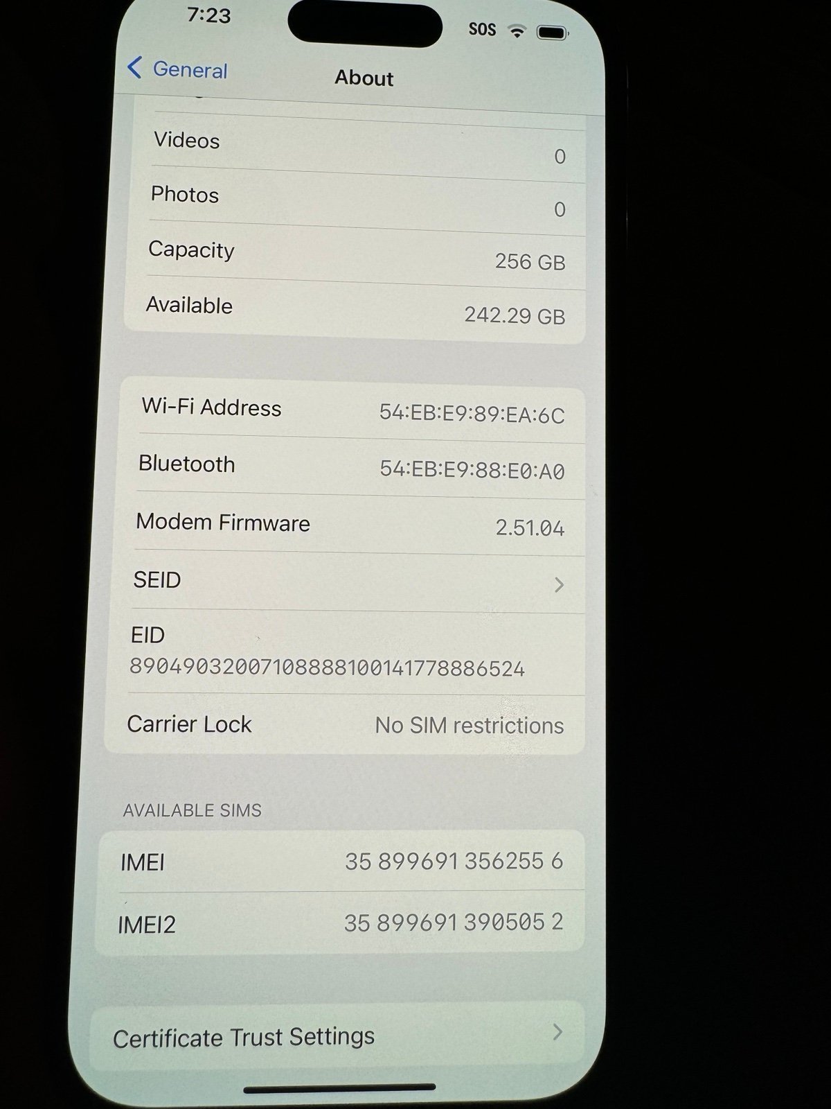 Apple iPhone 14 Pro 256 GB in Deep Purple-UNLOCKED 8P79