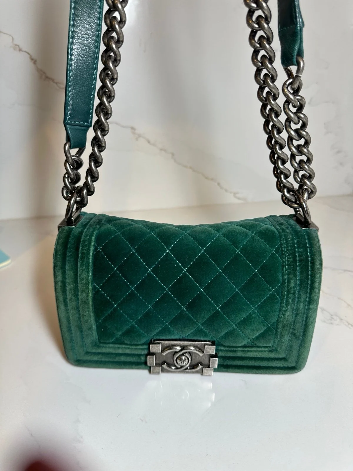 Chanel Velvet Quilted Small Boy Flap