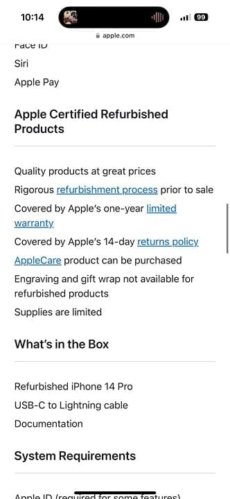 Apple iPhone 14 Pro - Deep Purple 256 g- Apple Care 9M81