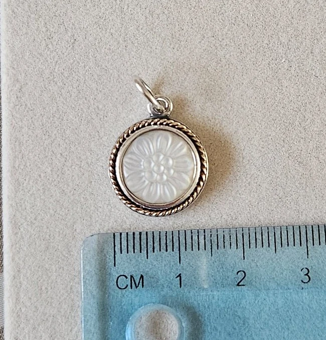 PANDORA Retired Two-Tone Daisy Pearl Pendant