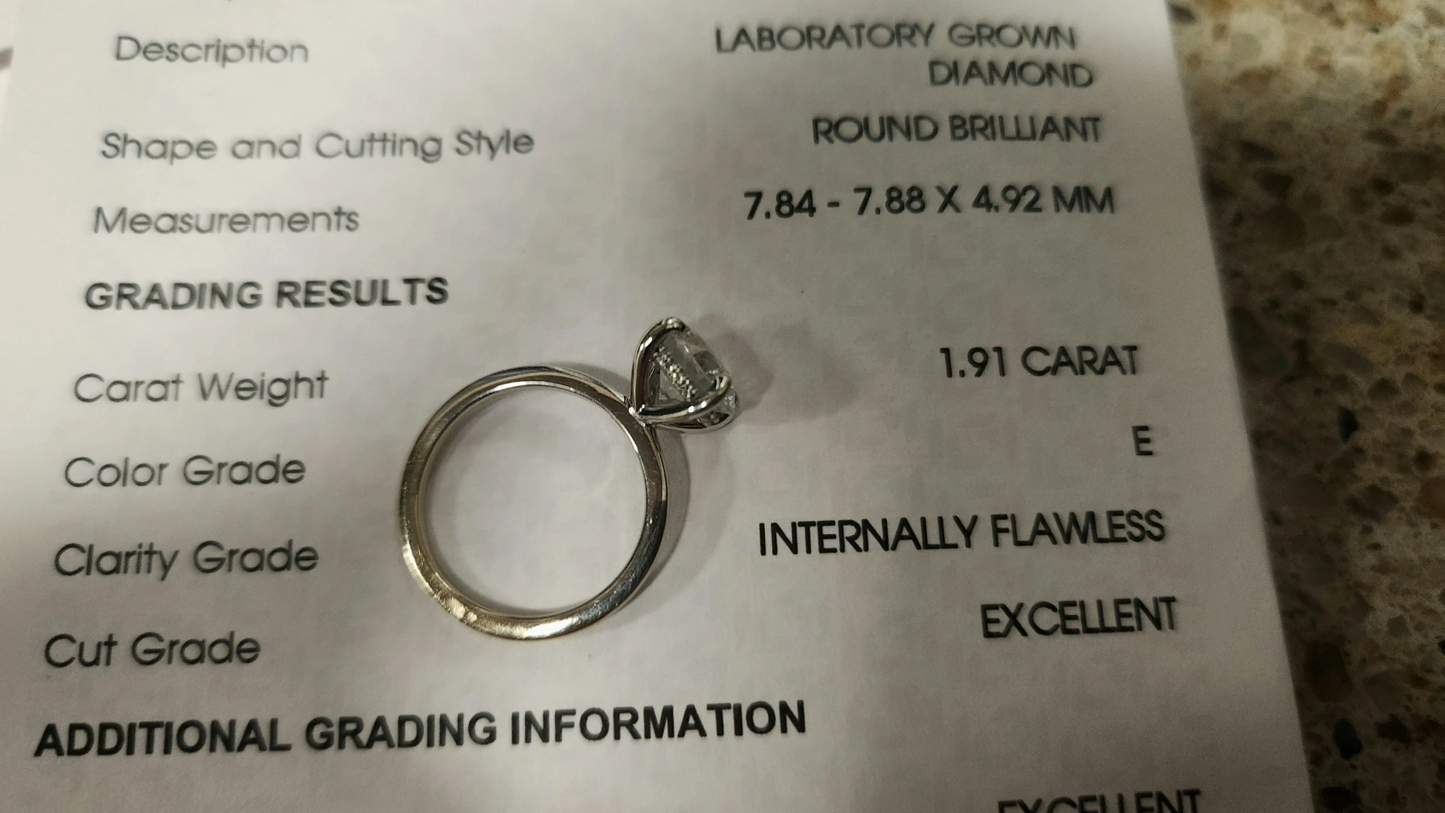 1.91 CARAT diamond ring