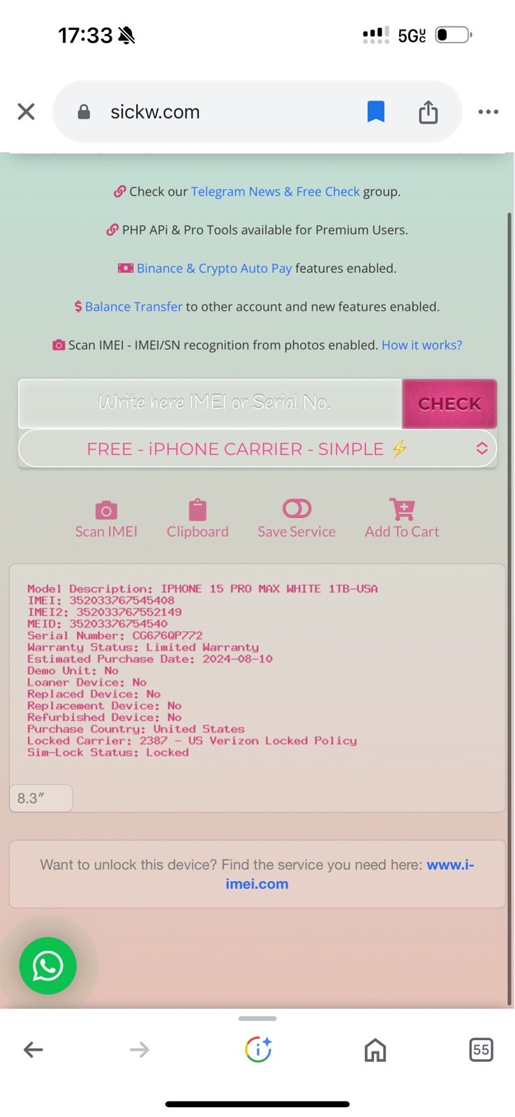 1TB iPhone 15 Pro Max 5G Cellular Verizon White Titanium *Brand New* 6S75