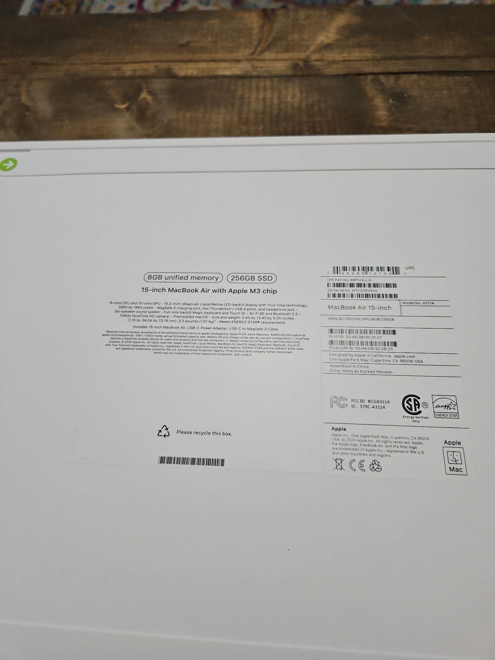 Macbook air 15 inch m3 new sealed midnight 8J31