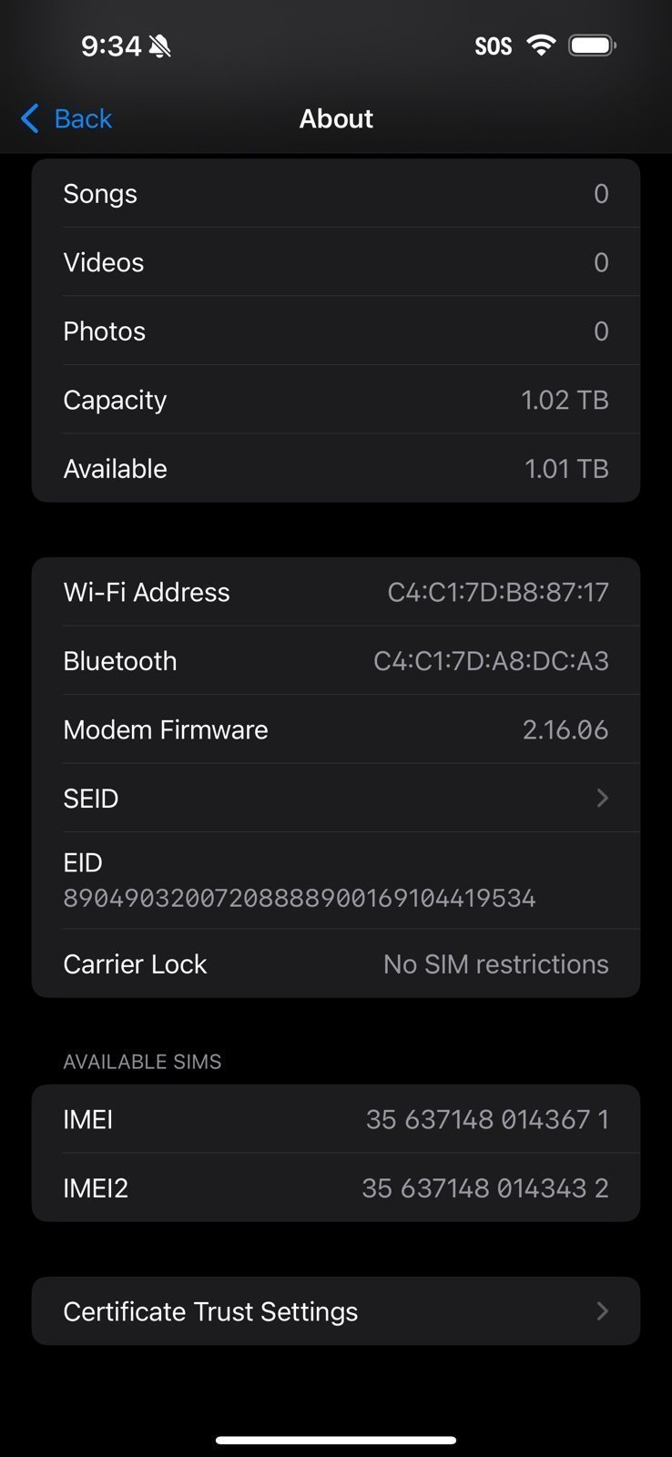 iPhone 15 Pro Max (Unlocked) 1TB Blue Titanium 8Z35