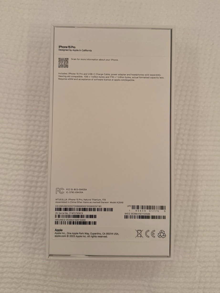 Apple iPhone 15 Pro 1TB In Natural Titanium With “No SIM Restrictions” 7C69