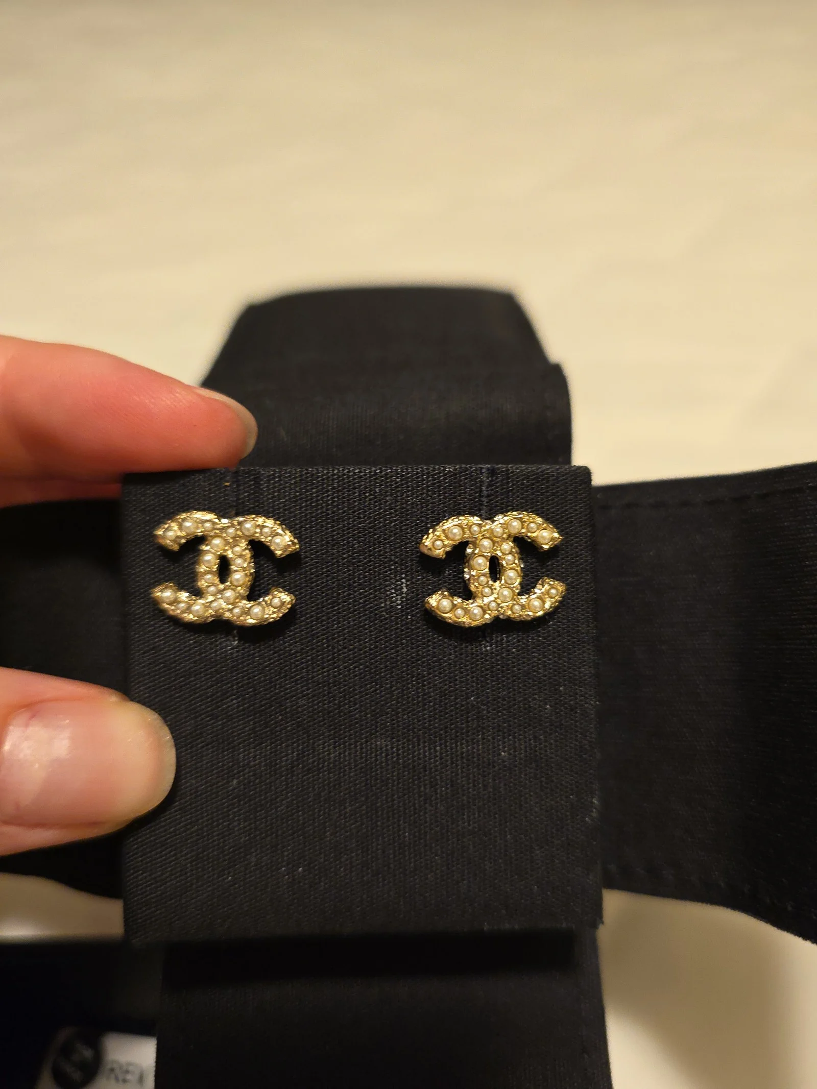 Chanel Gold Pearl & Crystal CC Earrings