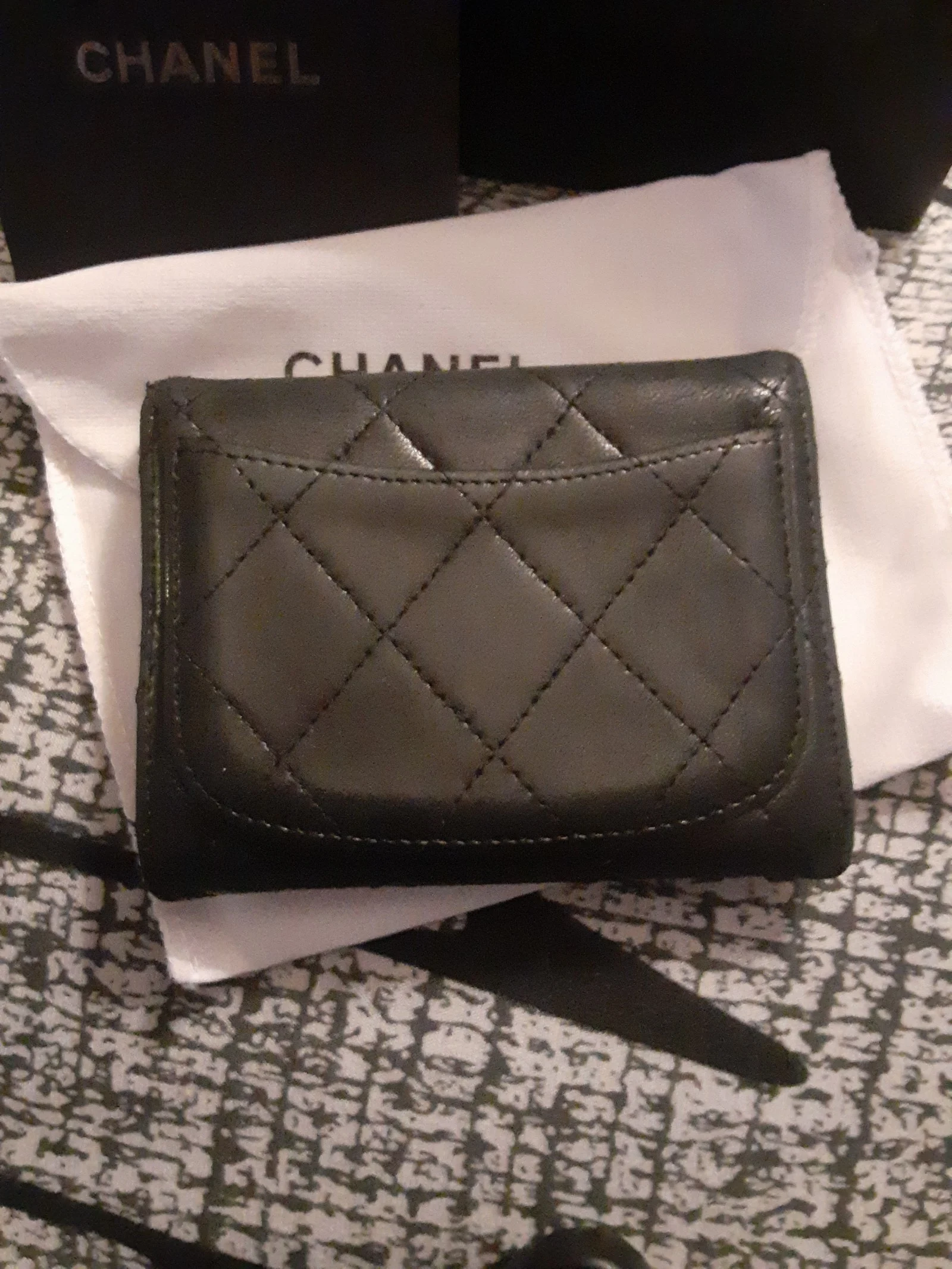 ❣Vintage Chanel Lambskin Leather Quilted Card Holder Flap Wallet