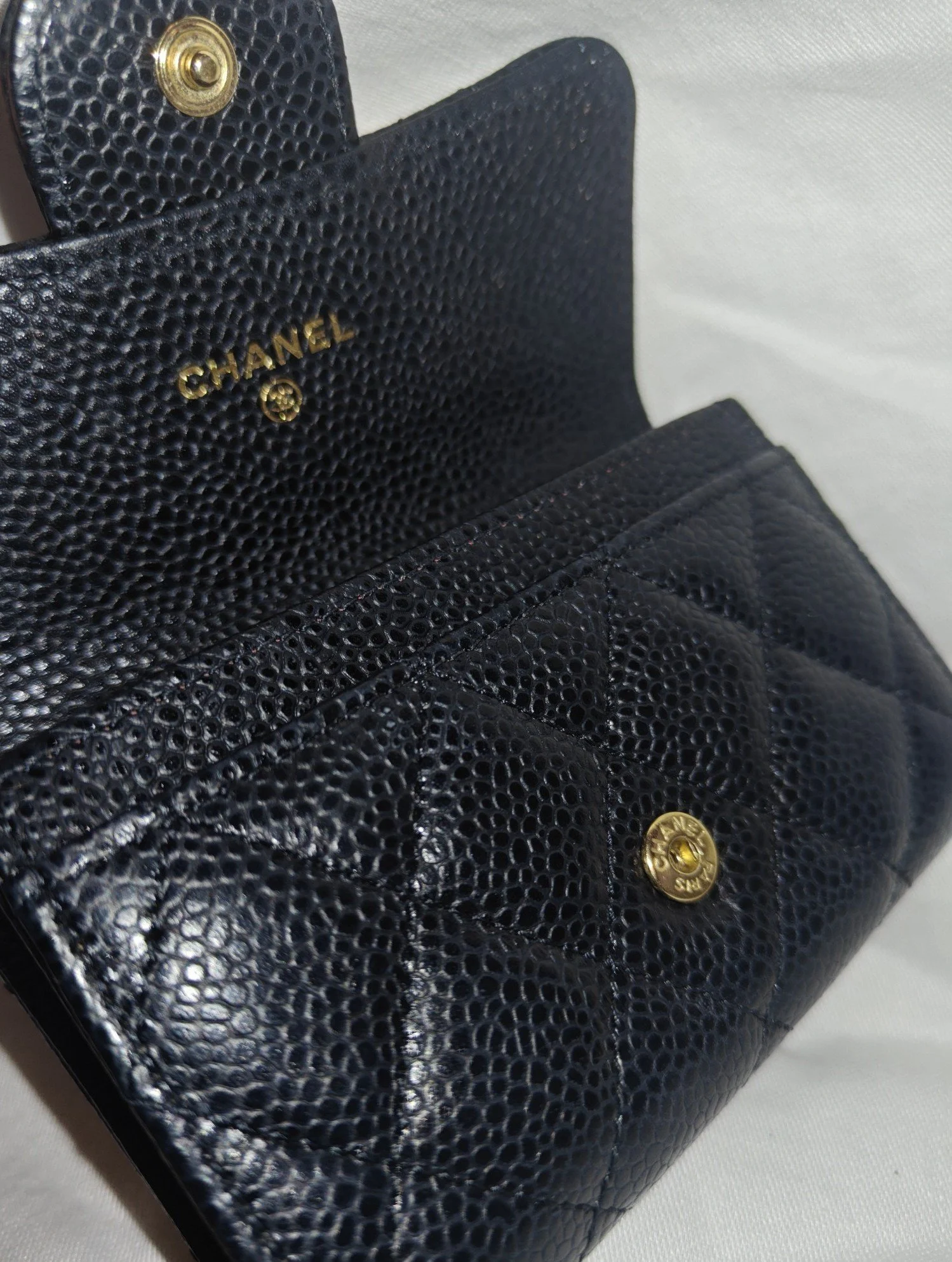 Chanel Caviar Quilted Flap Card Holder Black Gold Hardware