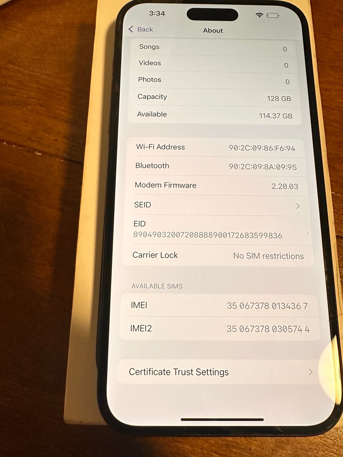 iPhone 15 Plus 128GB Black Titanium -Carrier Unlocked- Clean IMEI iCloud Off 7B63