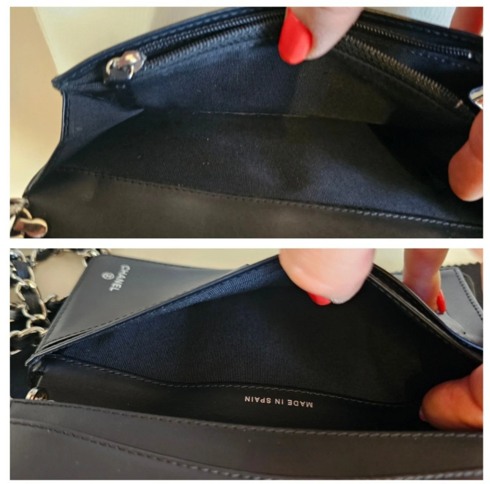 CHANEL Black Patent Leather Quilted Wallet