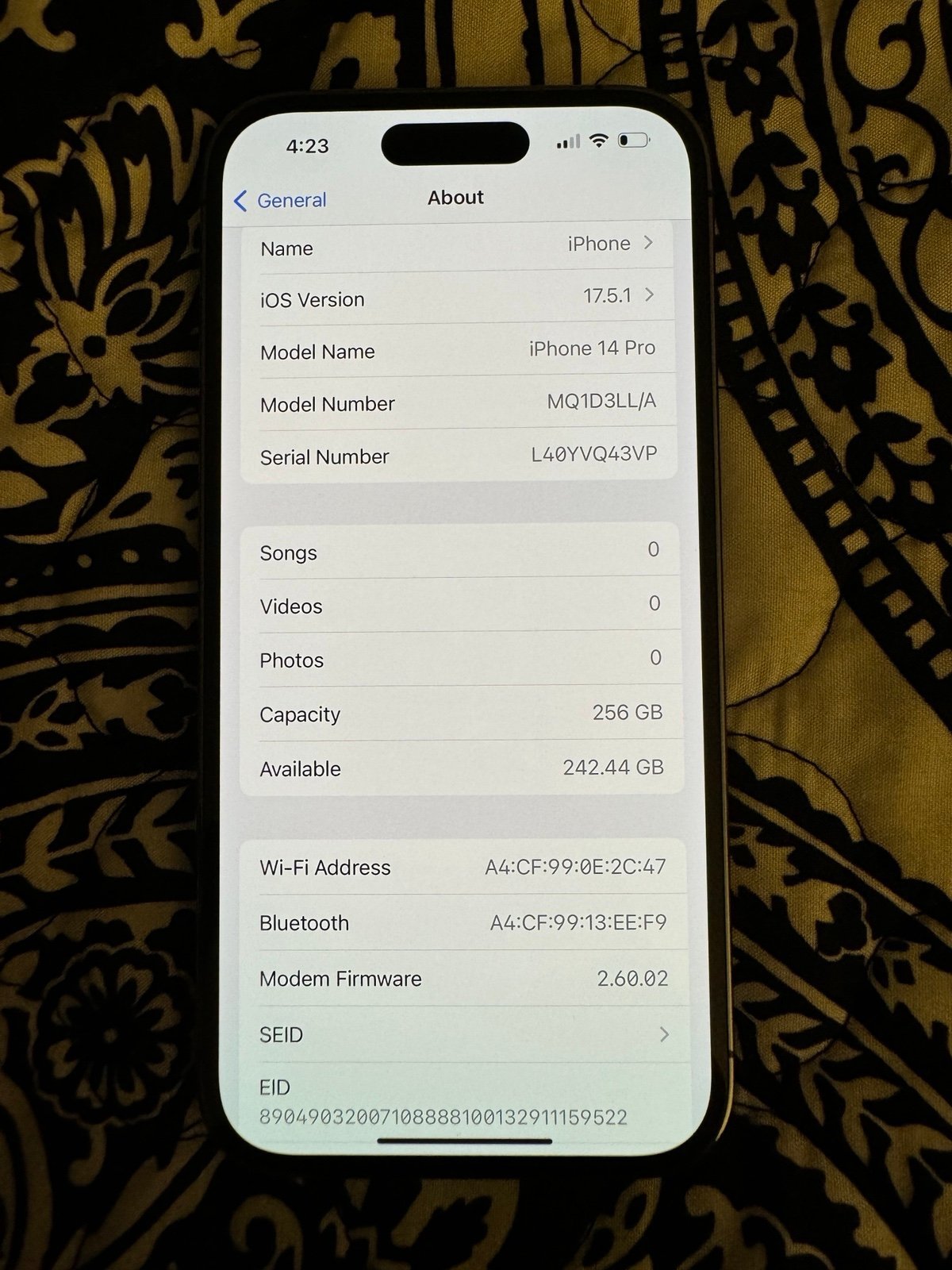 iPhone 14 Pro Deep Purple 256 GB 6N56
