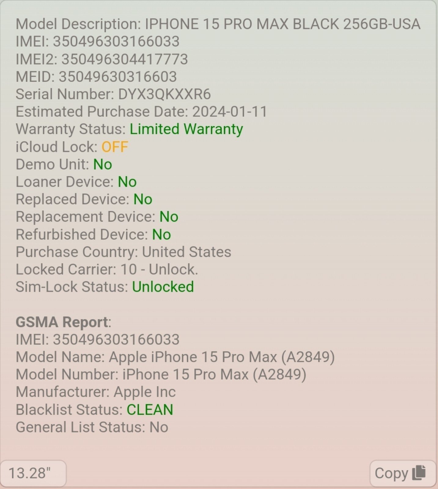 iPhone 15 Pro Max 256GB Black Titanium Unlocked Includes: Case+Protector+Charger 7B88