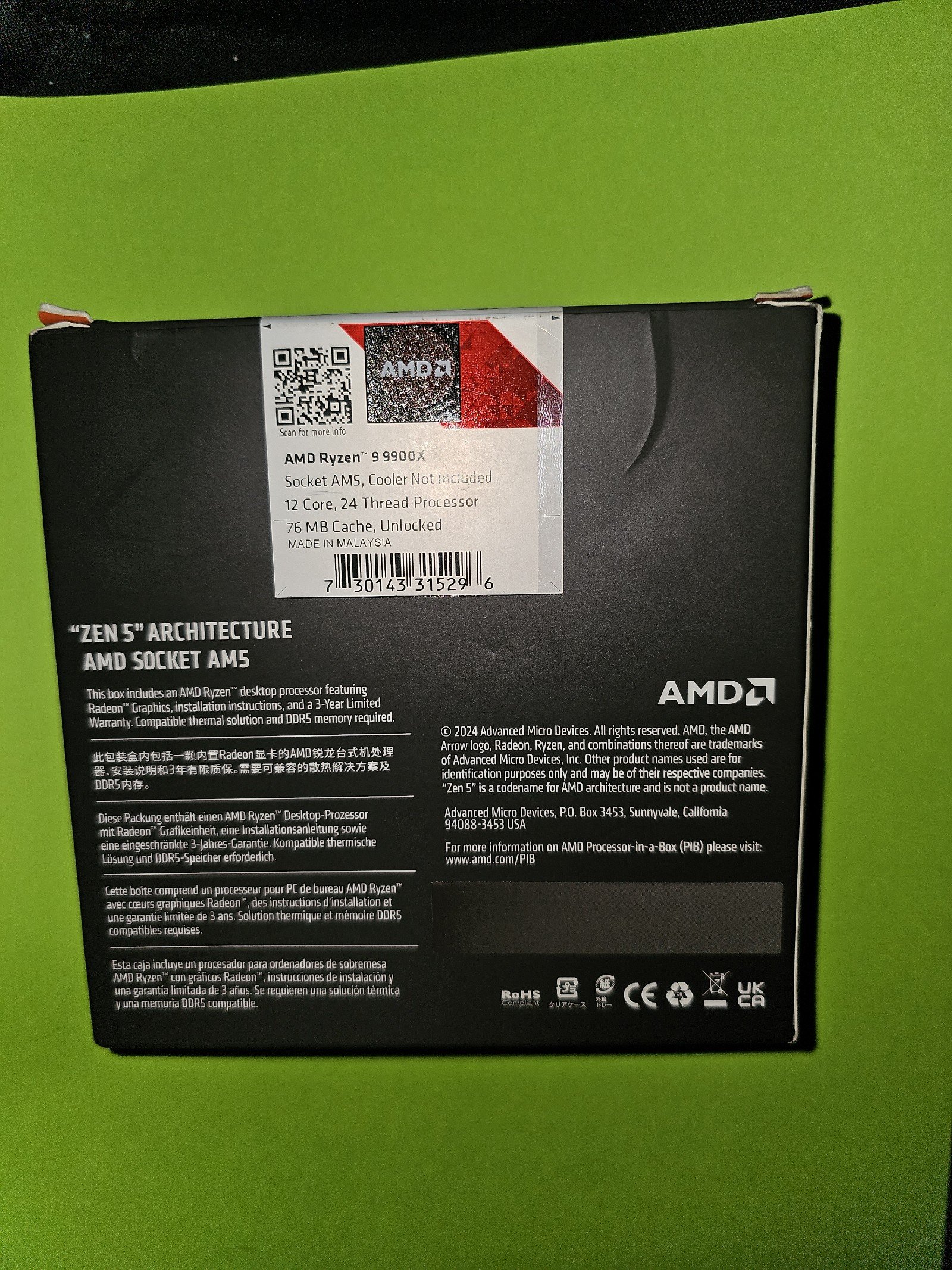 AMD Ryzen 9 CPU 9 9900X with Radeon Graphics