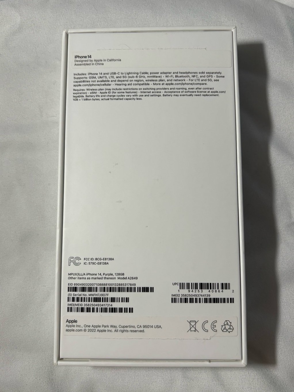 Apple iPhone 14 128 GB in Purple for AT&T 8K28