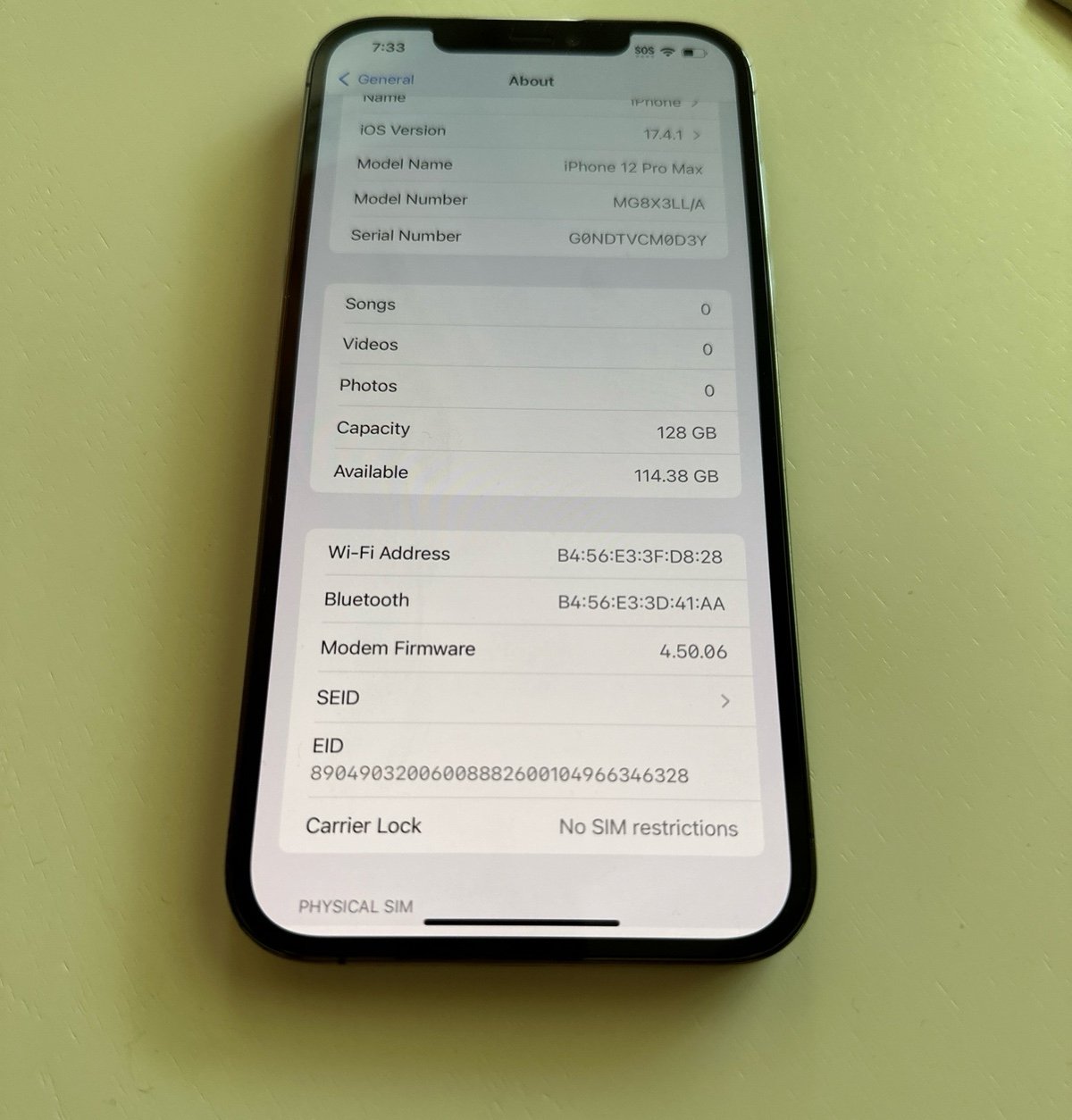 Apple iPhone 12 Pro Max 128 GB unlocked 1O89