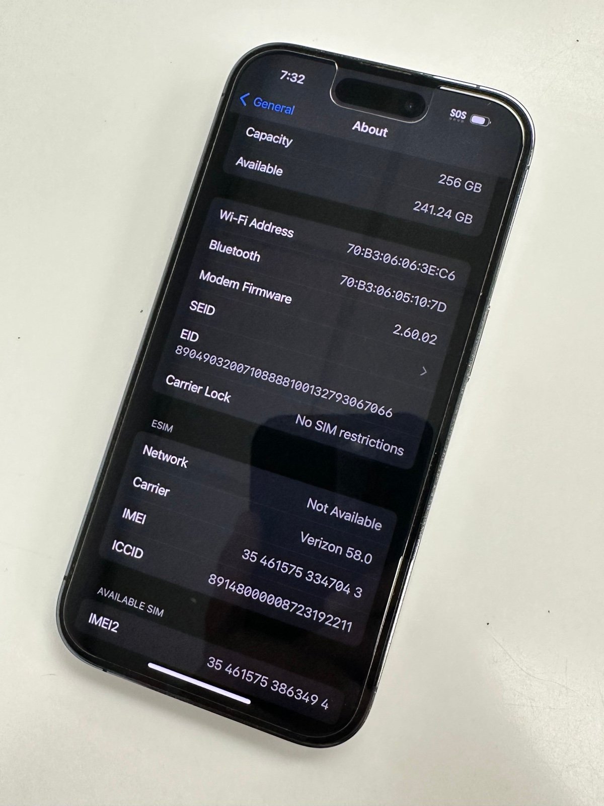 CPO iPhone 14 Pro 256GB UNLOCKED 3M82