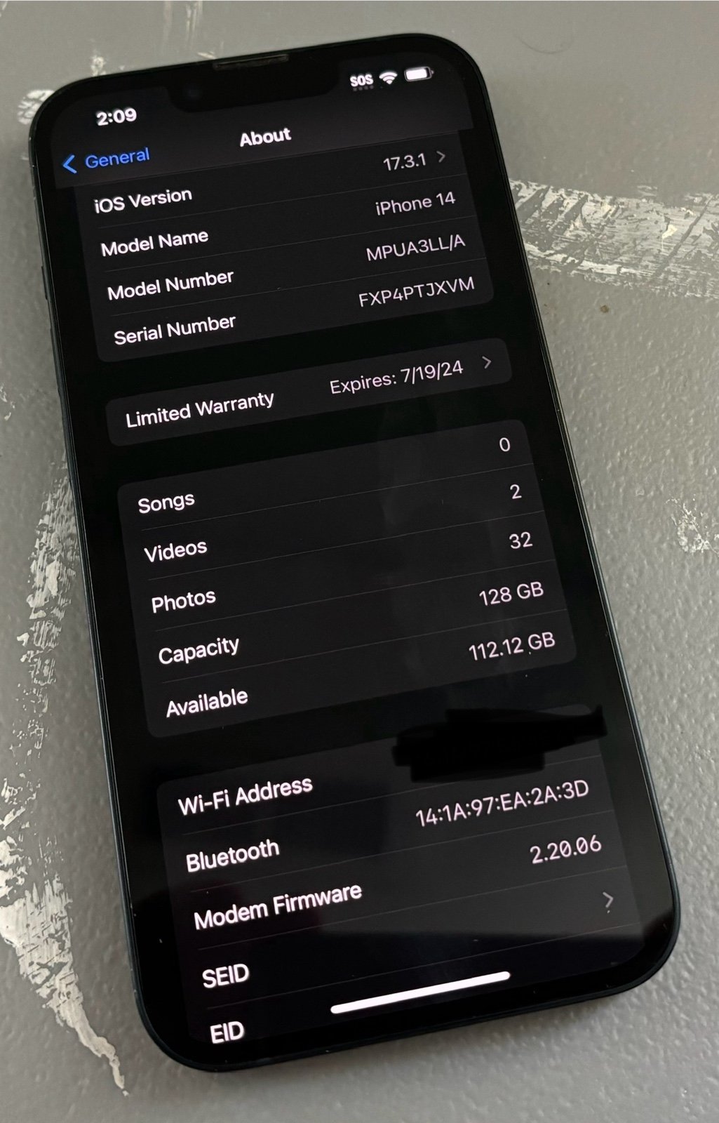 Apple iPhone 14 128 GB in Midnight for Unlocked 7S76