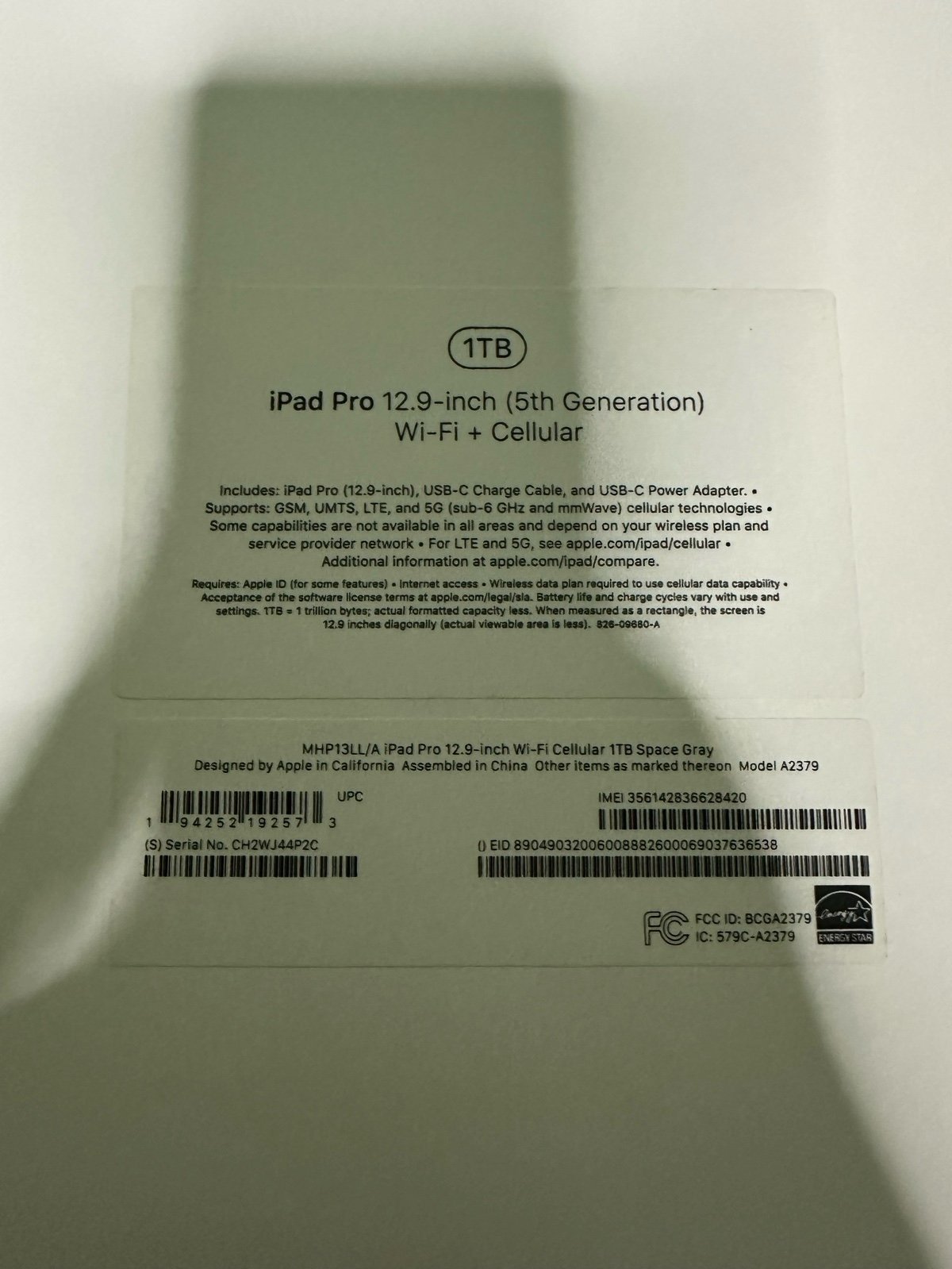 IPad Pro 5th Gen 12.9in/M1/1TB/Wi-Fi+5G/Pencil/Smart Folio/case 6S56