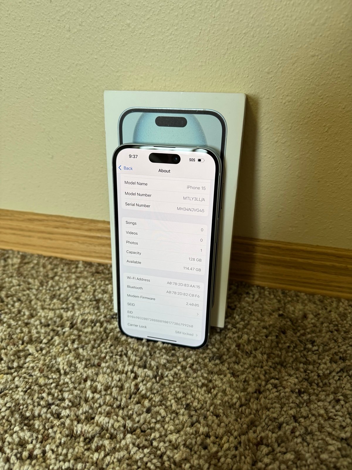 Apple iPhone 15 - 128 GB - Blue (AT&T Carrier) 7C99