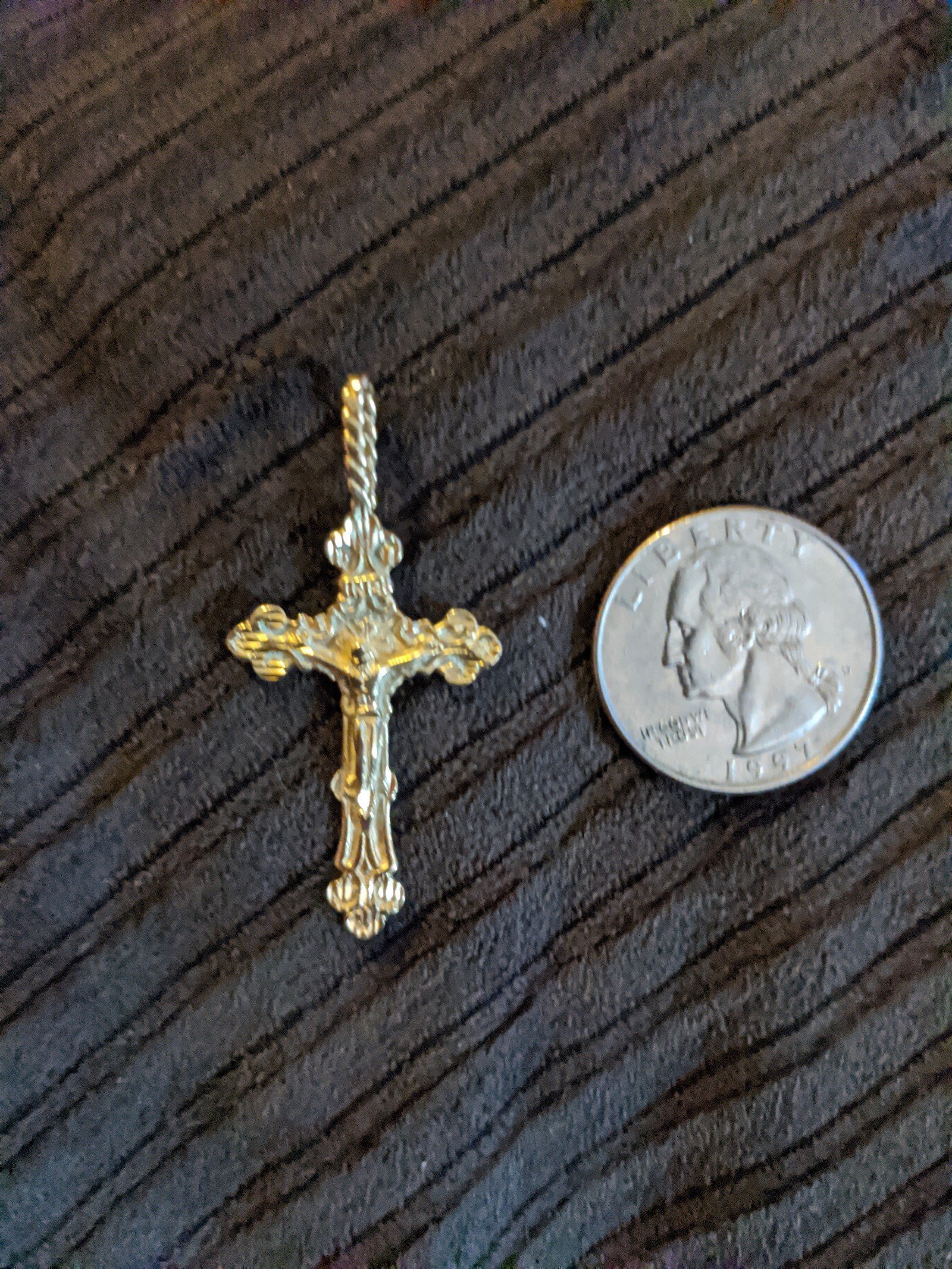 14K GOLD RELIGIOUS DIAMOND CUT IRNI JESUS CROSS CRUCIFIX PENDANT 3.52 GM