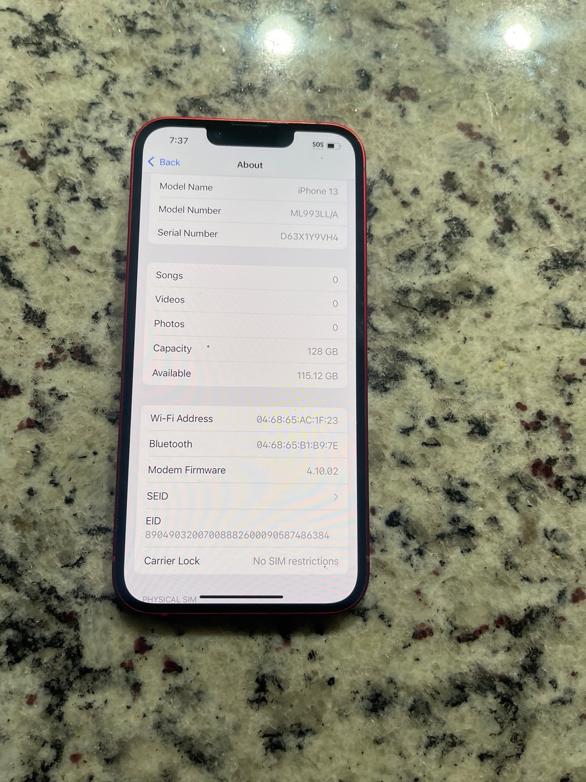 Apple IPhone 13 128GB UNLOCKED 1Z91