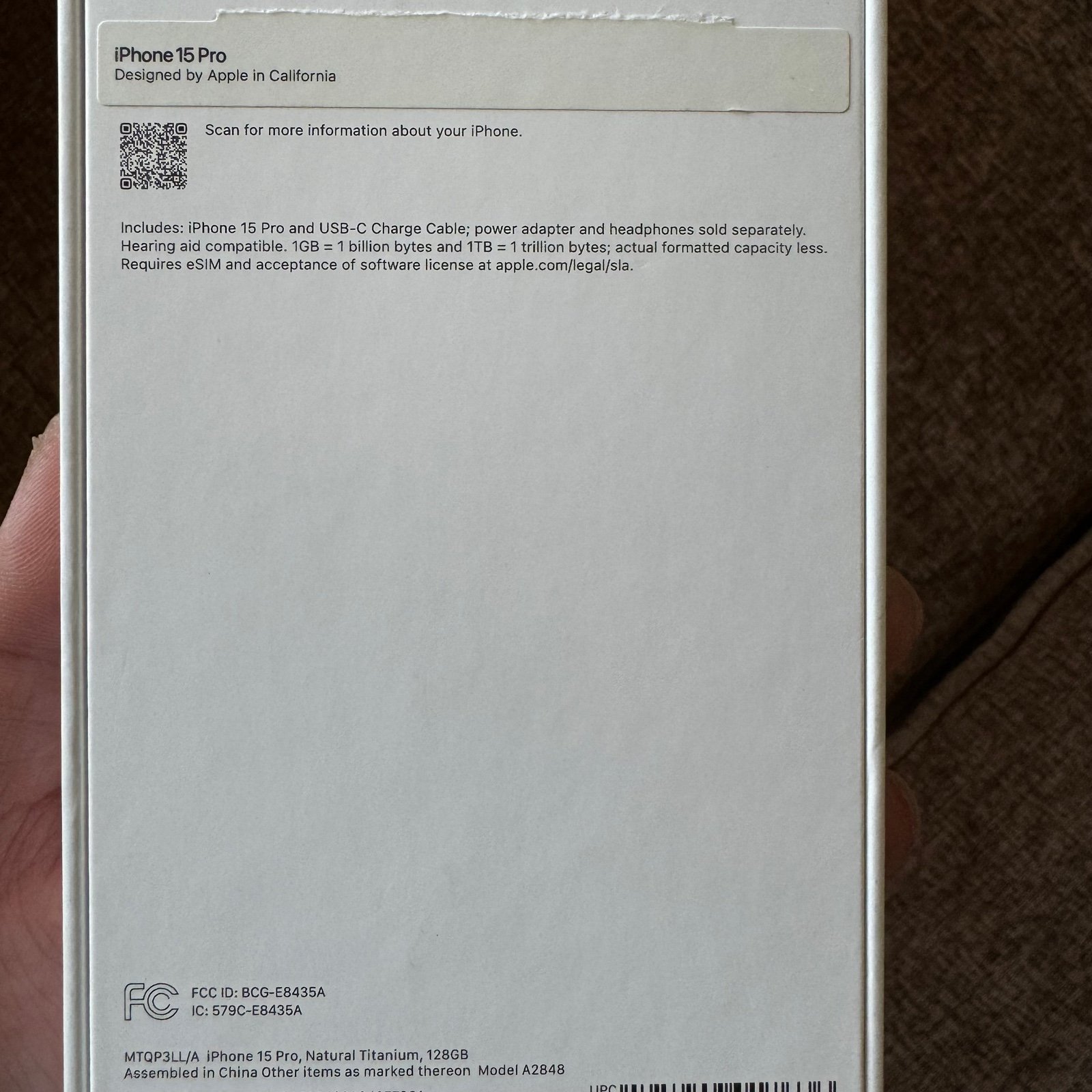 SOLD - APPLE IPHONE 15 PRO 128 GB NATURAL TITANIUM