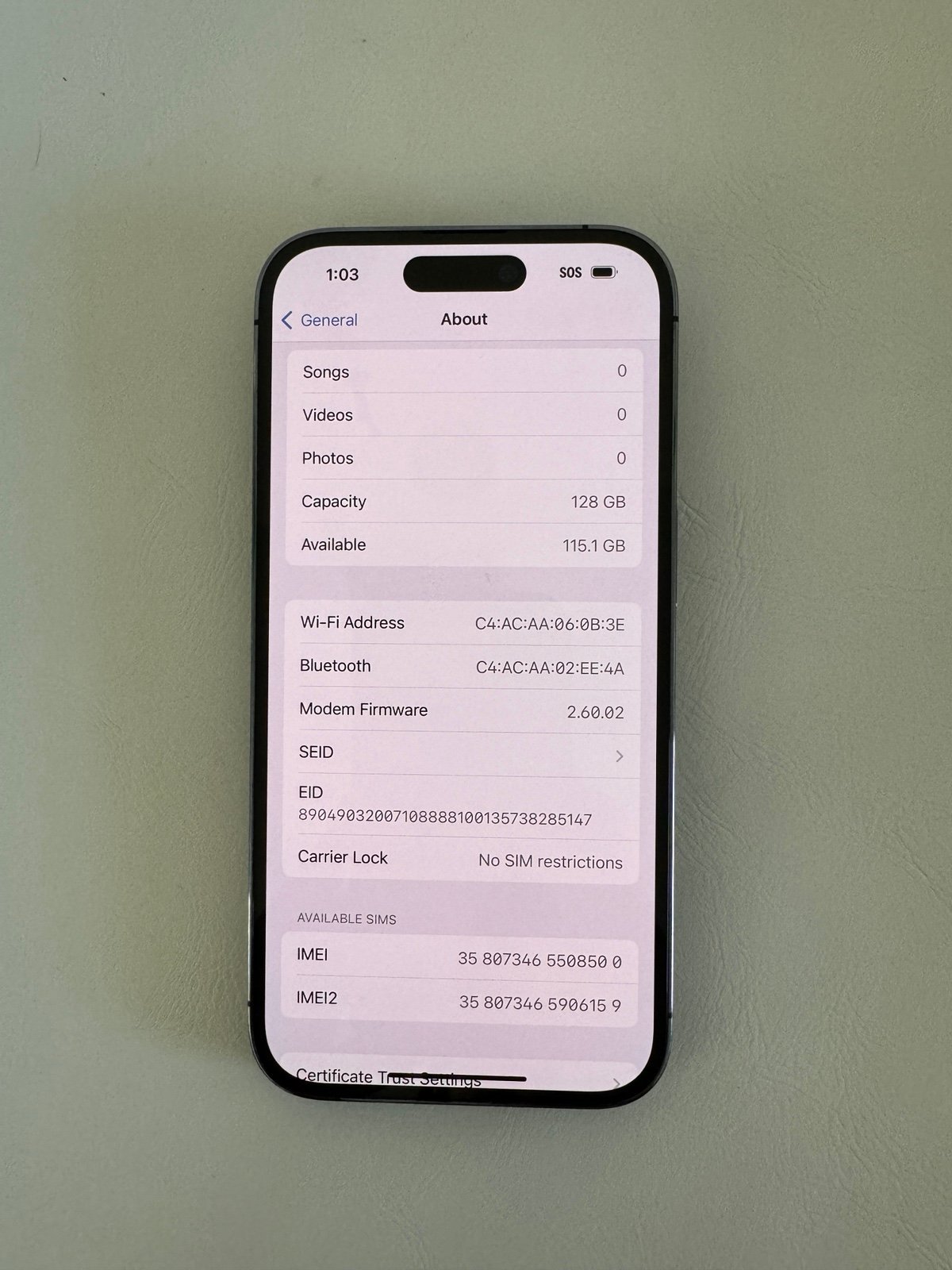 Apple iPhone 14 Pro 128 GB in Deep Purple for Unlocked 3U93