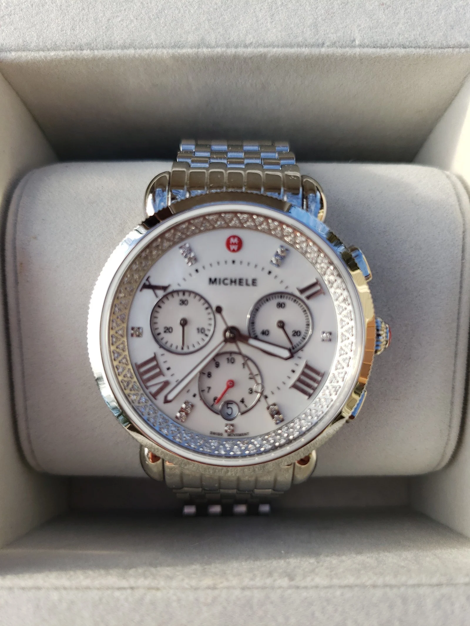 ***Beautiful LIKE NEW Diamond Michele Sport Sail Watch***