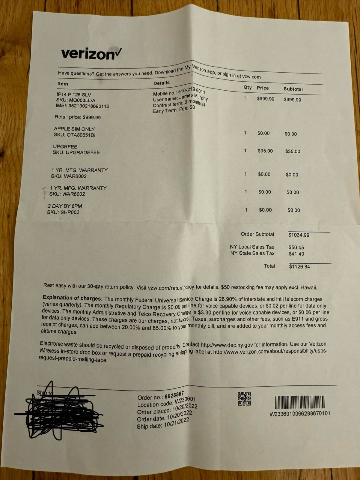 Apple iPhone 14 Pro 128 GB in Silver for Verizon 9T15