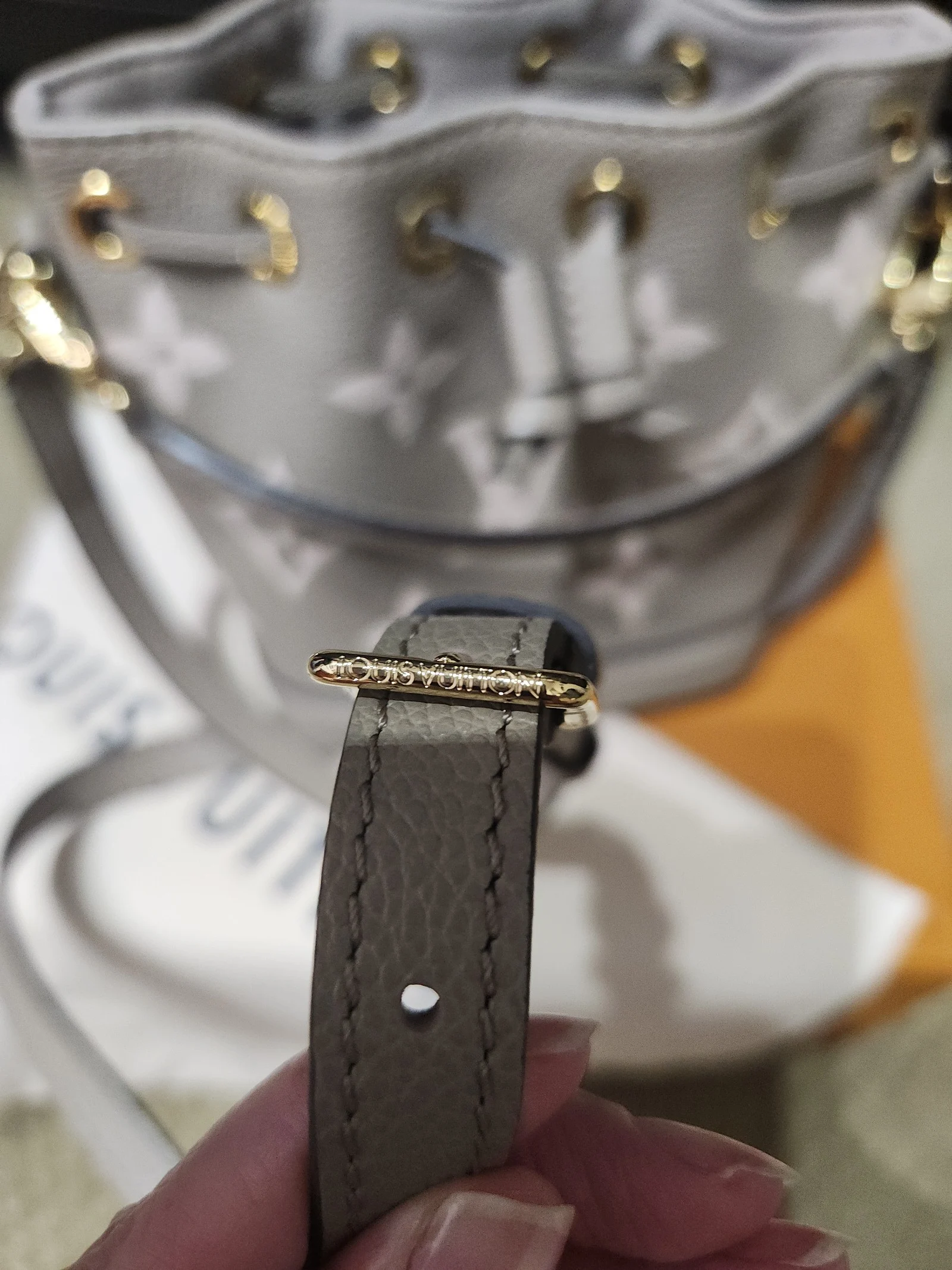 Authentic Louis Vuitton Nano Noe in Bicolore Monogram Empriente Leather