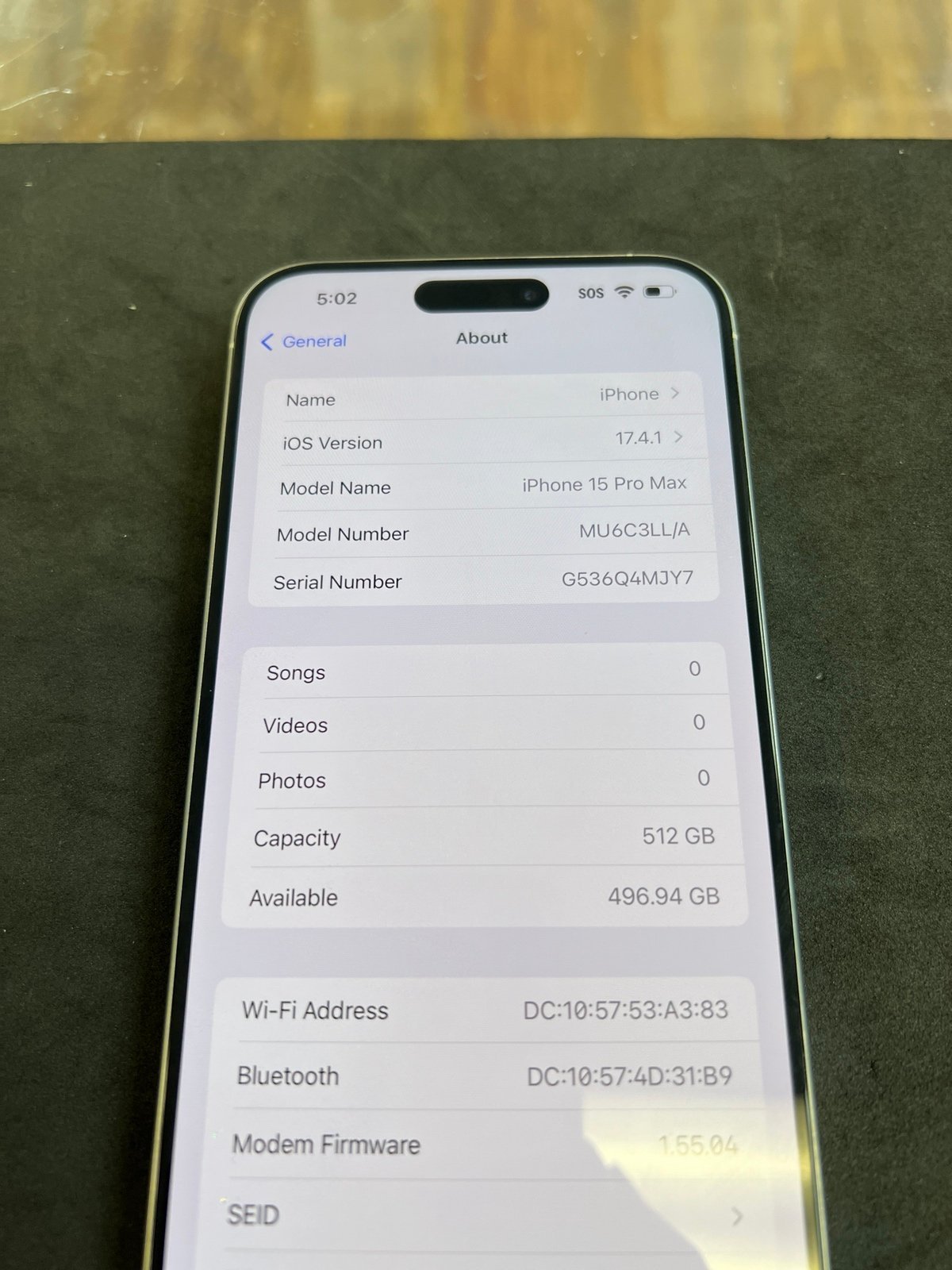 iPhone 15 pro max 512GB midnight white titanium factory unlocked 9K23