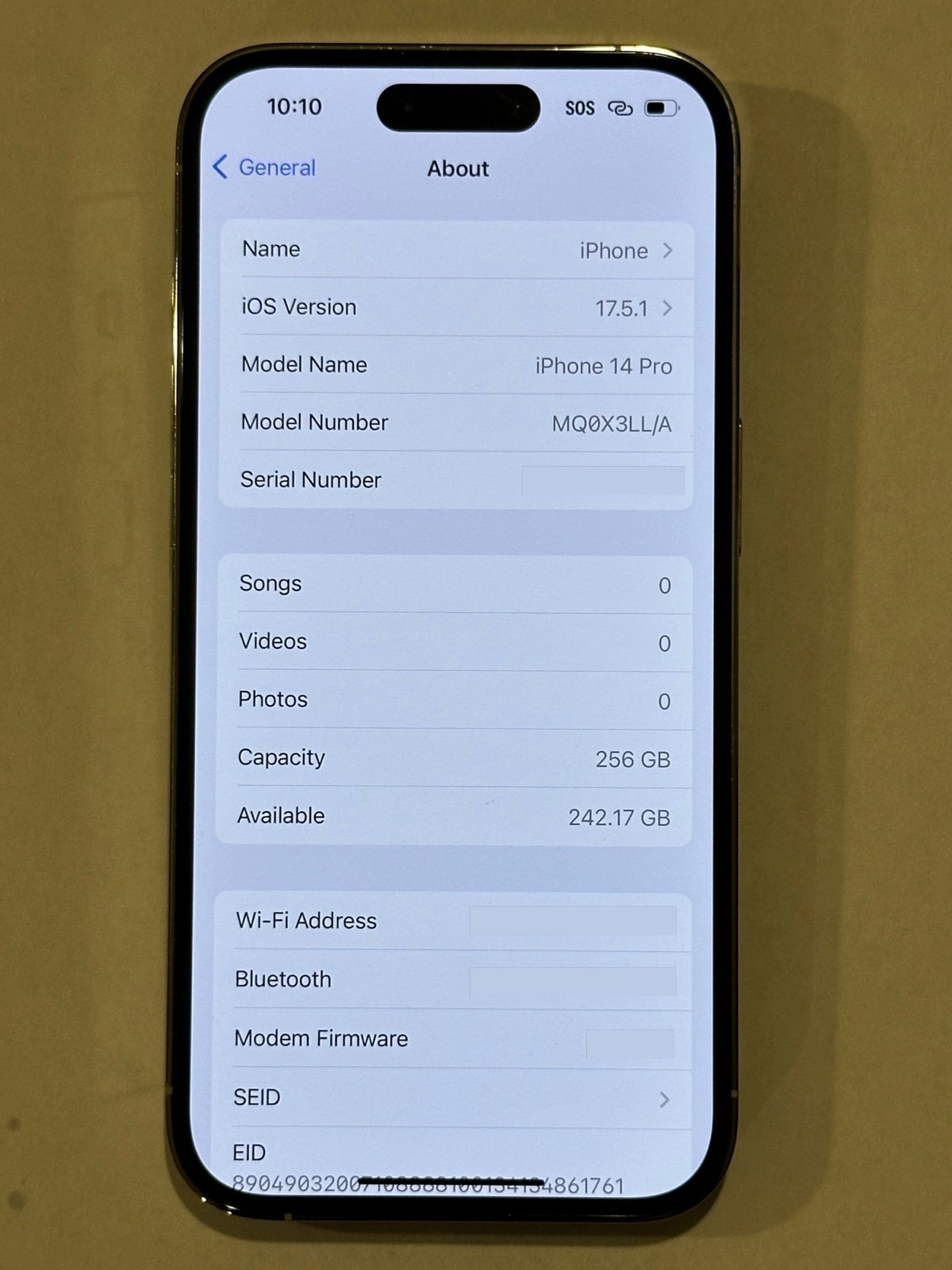 Apple iPhone 14 Pro 256 GB Unlocked 92% Battery Health 9F12