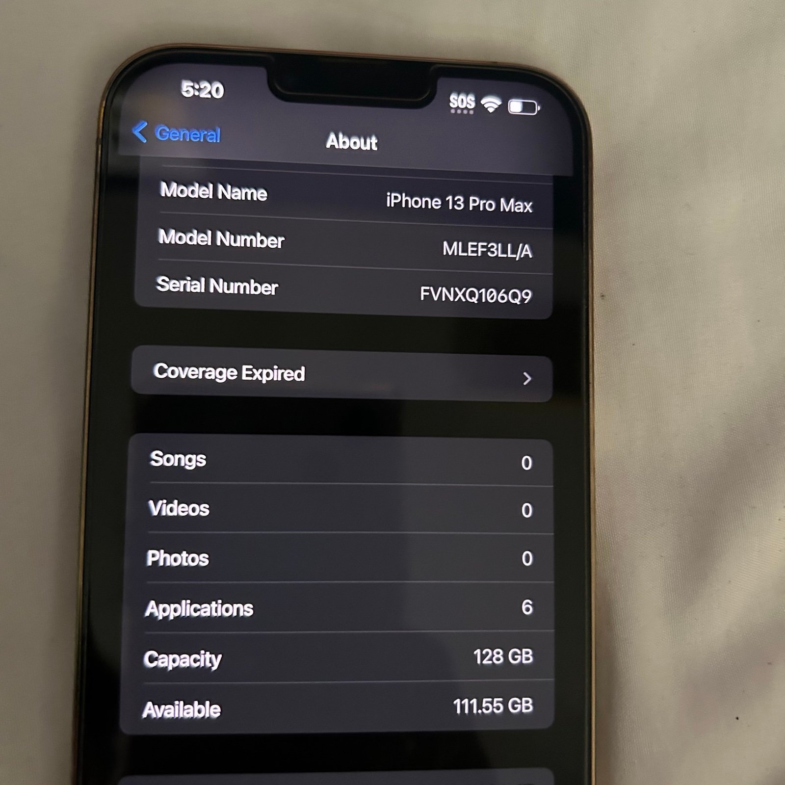 APPLE IPHONE 13 PRO MAX 128 GB IN GOLD 5T26