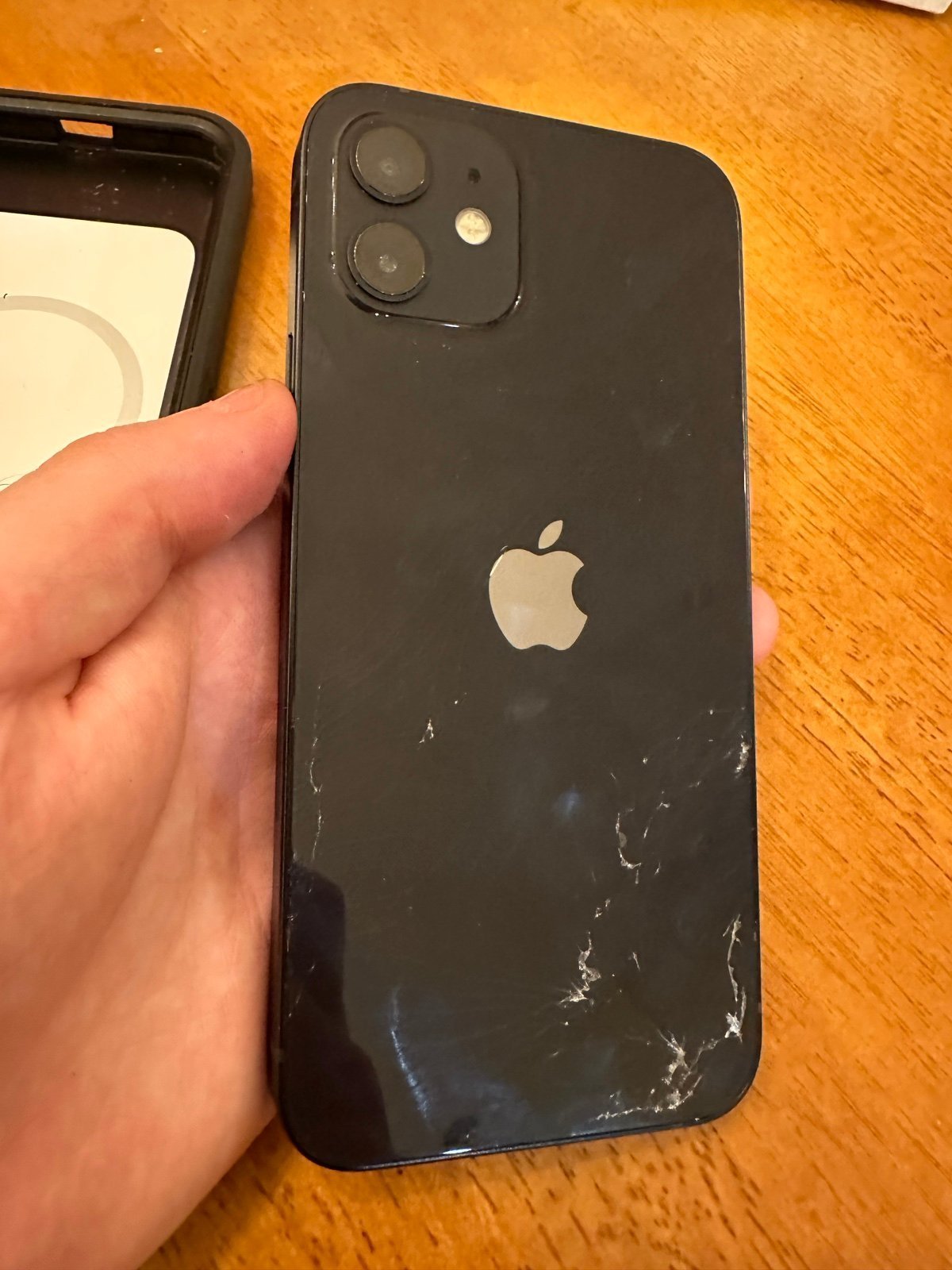 iPhone 12 128gb Unlocked Black 100% Battery Condition Cracked Back 3U77