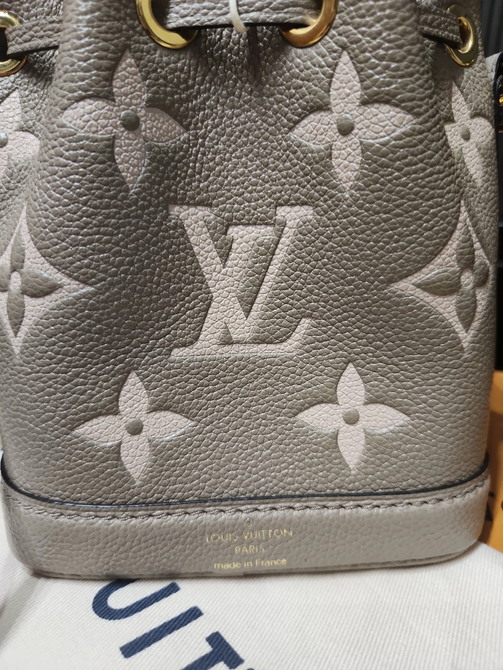 Authentic Louis Vuitton Nano Noe in Bicolore Monogram Empriente Leather