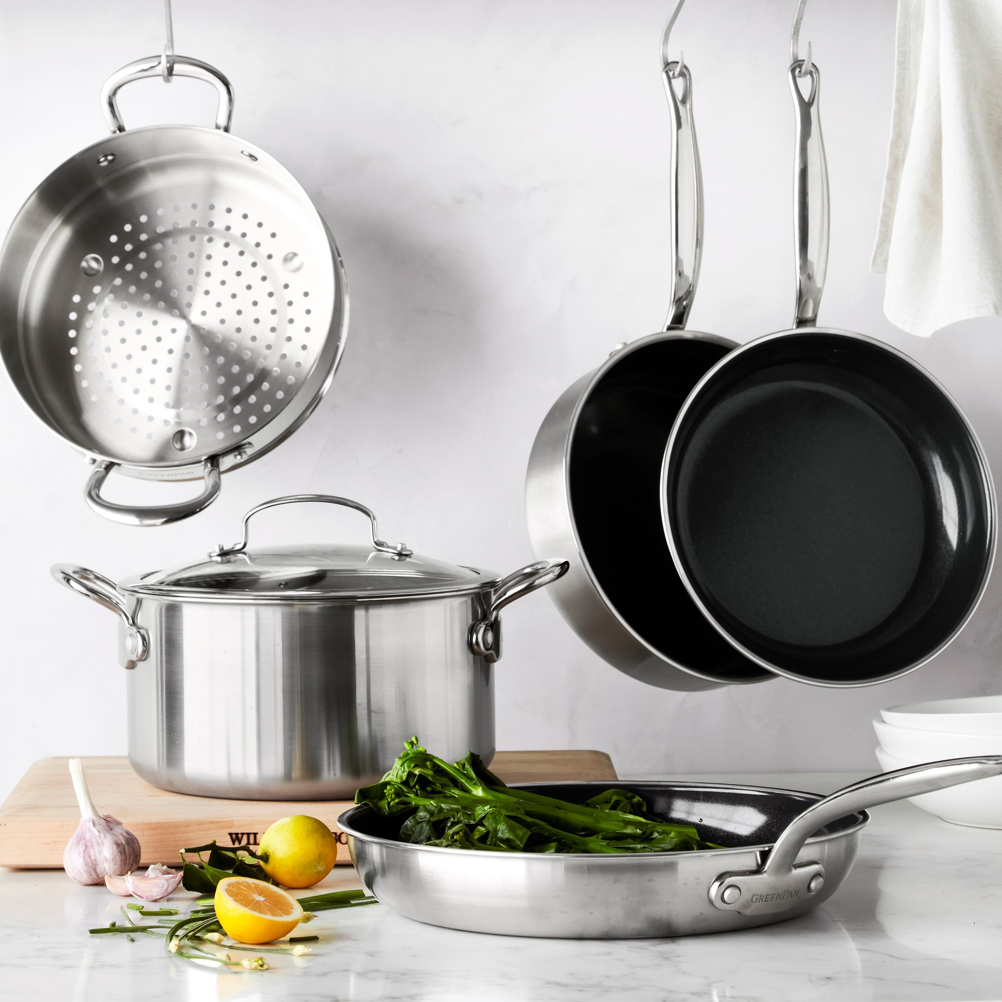 GreenPan™ Premiere Stainless-Steel Ceramic Nonstick Fry Pan, 8