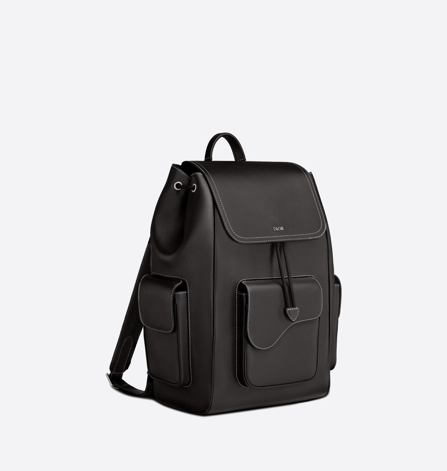 Saddle Backpack Black Grained Calfskin