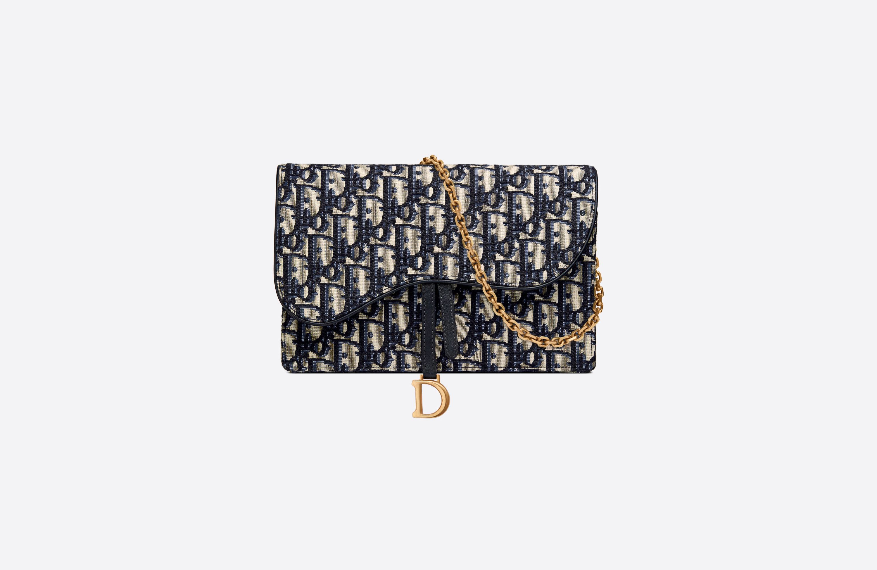 Saddle Pouch Blue Dior Oblique Jacquard