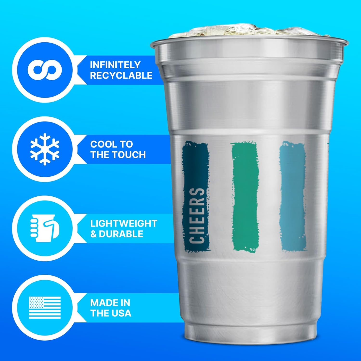 Ball Aluminum Cup Recyclable Party Cups, 20 oz. Cup, 30 Cups Per Pack