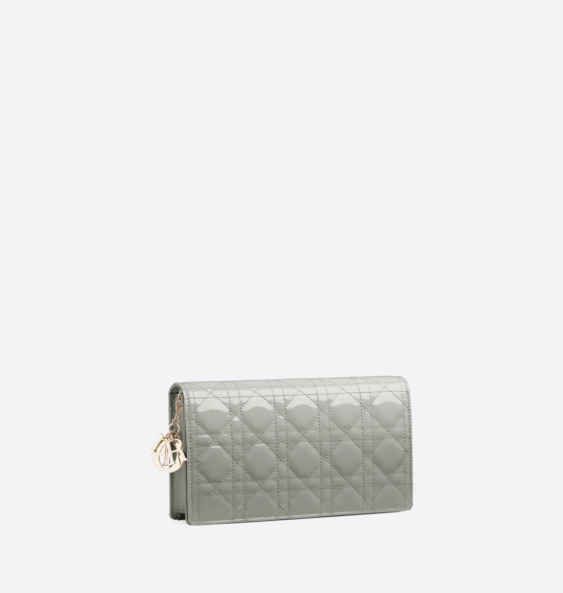 Lady Dior Pouch Gray Patent Cannage Calfskin